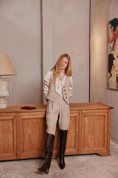 Hoss Intropia Barbara. Pantalones rayas Marfil