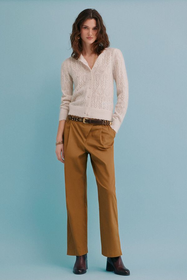 Hoss Intropia Inma. C&aacute;rdigan calado Beige