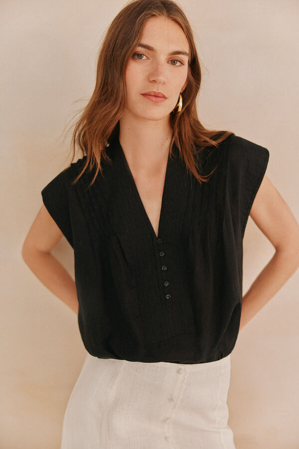 Hoss Intropia Guadalupe. Blusa com franzidos Preto