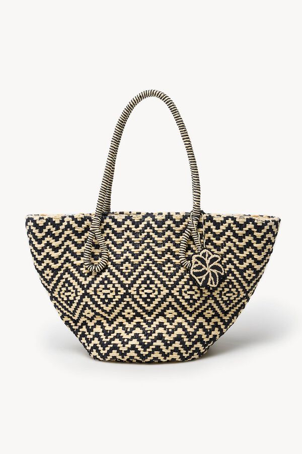 Hoss Intropia Nidia. Capazo de raffia Negro