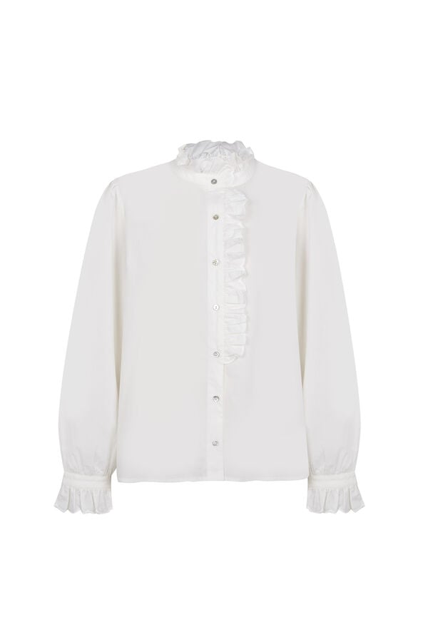 Hoss Intropia Clea. Camisa com folhos Branco