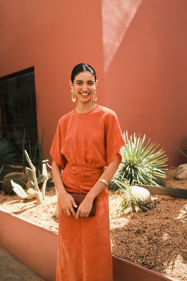 Hoss Intropia Alexa. Vestido jacquard ocasión Naranja