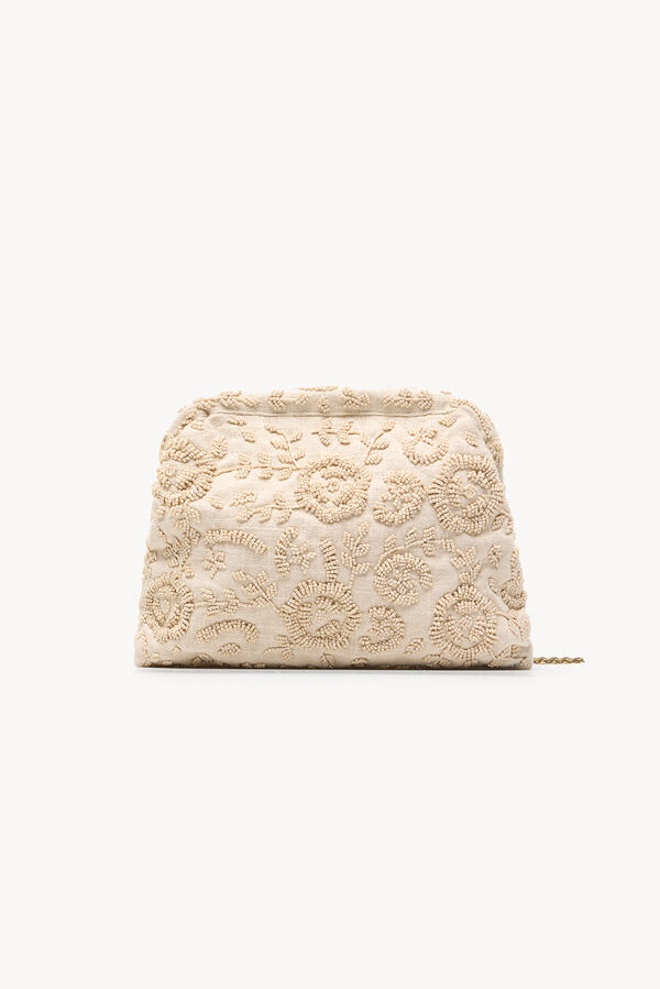 Hoss Intropia Nelsa. Bolso boquilla bordado Beige