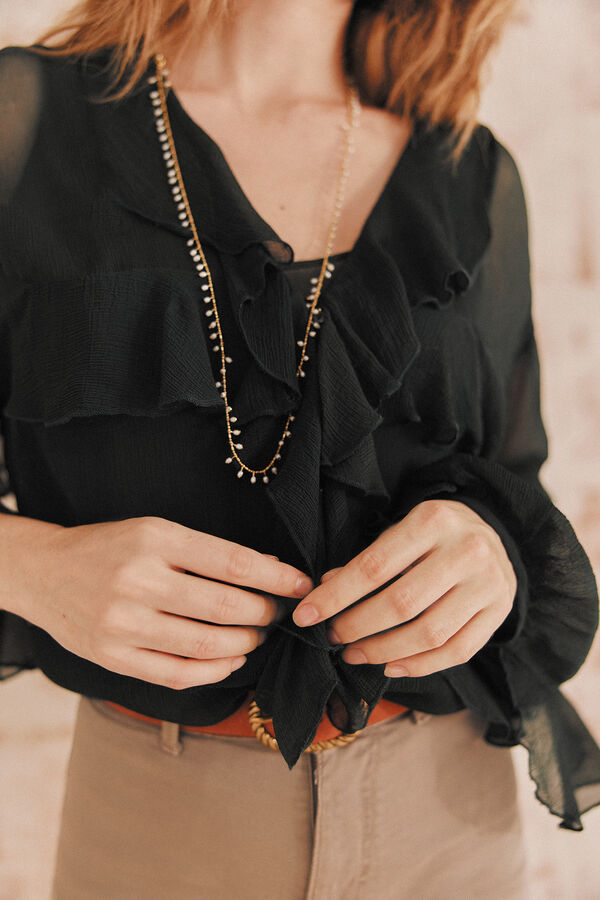 Hoss Intropia Carina. Blusa com babados. Verde