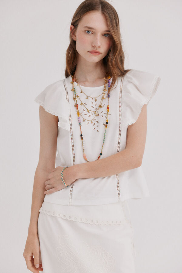Hoss Intropia Mavie.Camiseta volantes Blanco