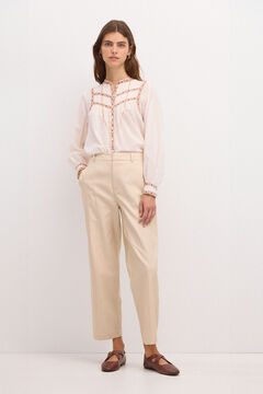 Hoss Intropia Romina. Blusa tiras bordadas. Marfil