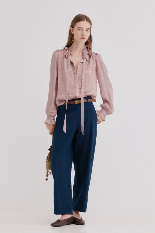 Hoss Intropia Circe. Blusa com folho Ecru