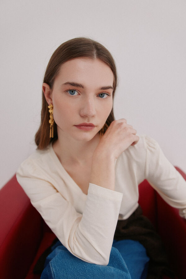 Hoss Intropia Mabel. T-shirt lavagem desbotada Ecru