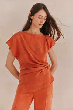 Hoss Intropia Celia. Top nudo jacquard. Naranja