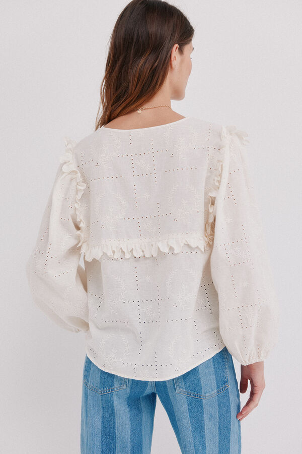 Hoss Intropia Celia. Blusa romântica Ecru
