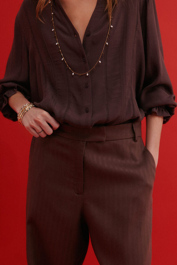 Hoss Intropia Pepa. Cal&ccedil;as de corte reto Castanho