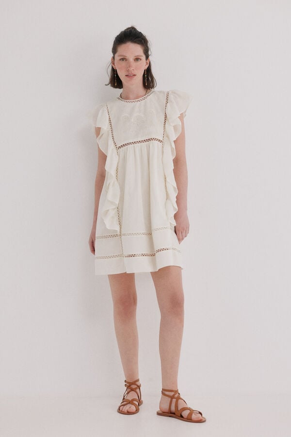 Hoss Intropia Aroa. Vestido bordado Ecru