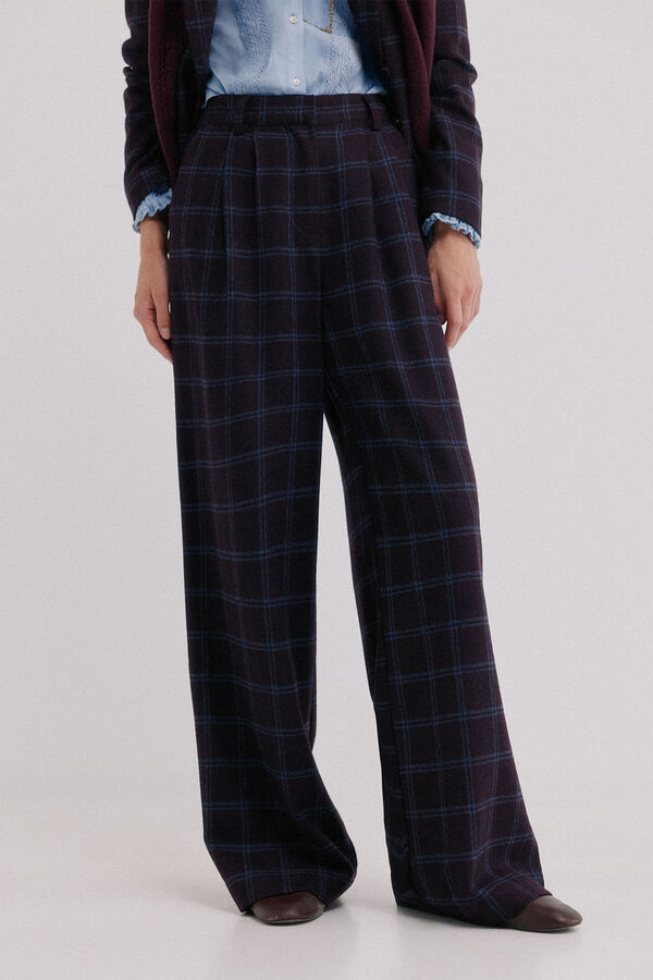 Hoss Intropia Peony. Pantal&oacute;n cuadros Azul marino