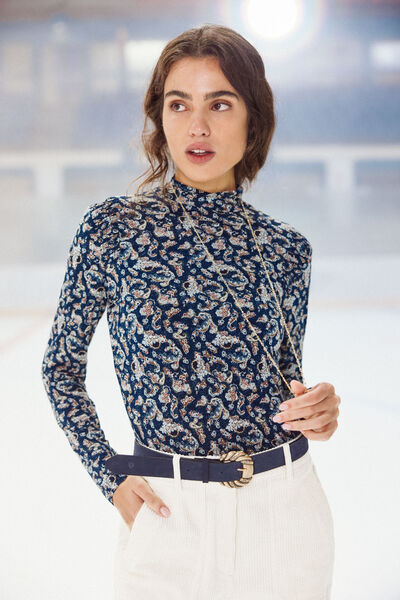 Hoss Intropia Dafne. T<br>-shirt ajustada com estampado Azul