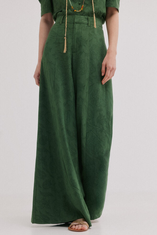 Hoss Intropia Patricia. Cal&ccedil;a em tecido jacquard Verde