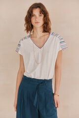 Hoss Intropia Martina. Camiseta bordada Blanco
