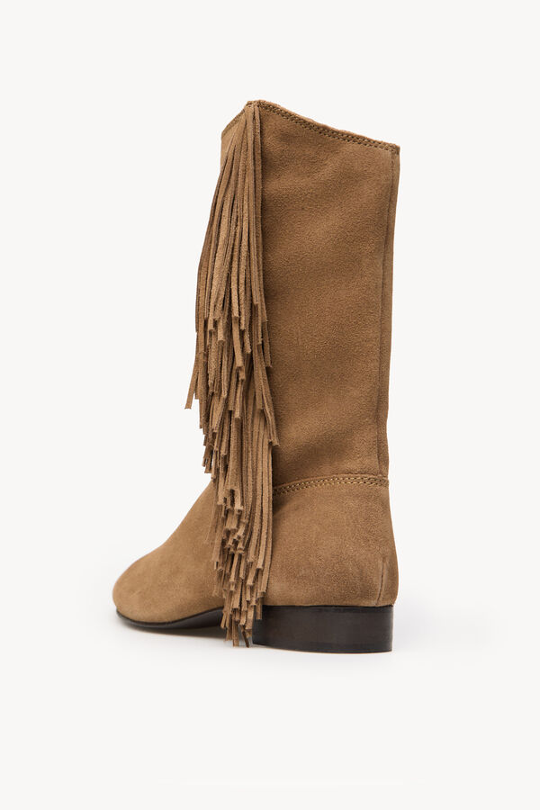 Hoss Intropia Lola. Botas de croute com franjas Beige