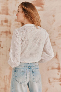 Hoss Intropia Consuelo. Blusa bordada volantes. Blanco