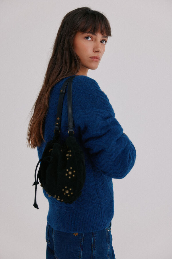 Hoss Intropia Numa. Bolso bandolera de serraje Negro