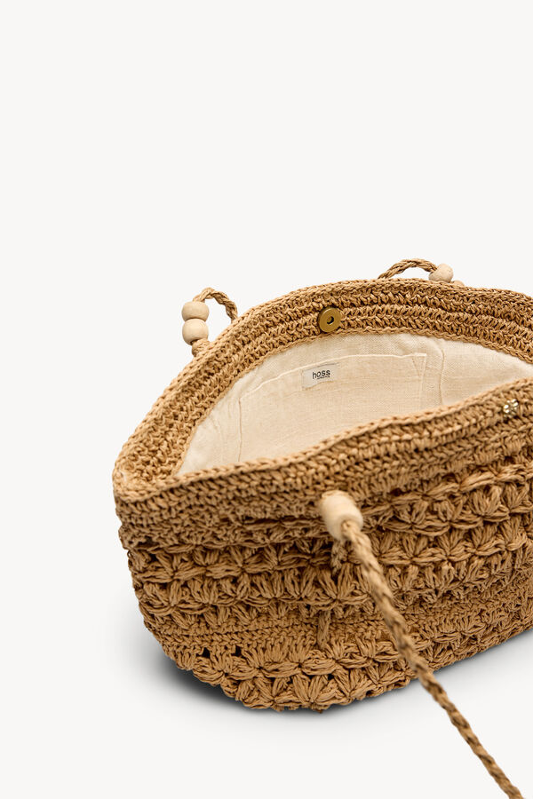 Hoss Intropia Naiara. mala cesto de r&aacute;fia Castanho