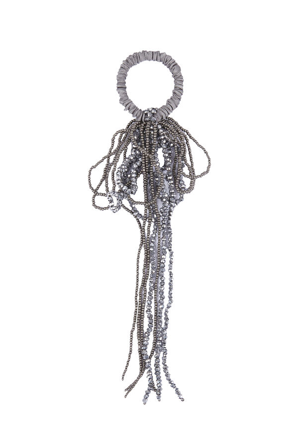 Hoss Intropia Leticia. El&aacute;stico de cabelo prateado com missangas Cinzento