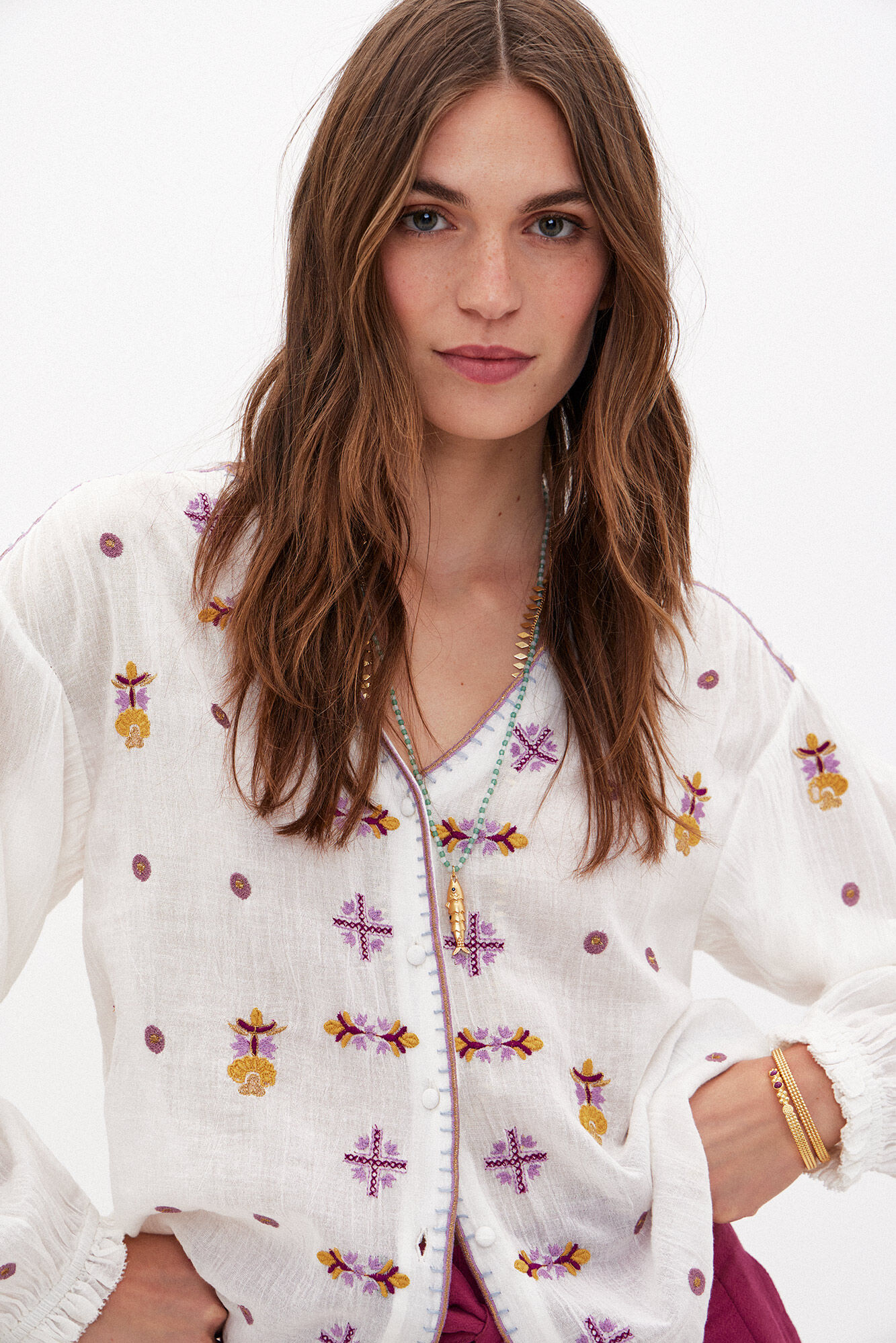 Florida.Blusa bordada Blusas y camisas de mujer Hoss Intropia