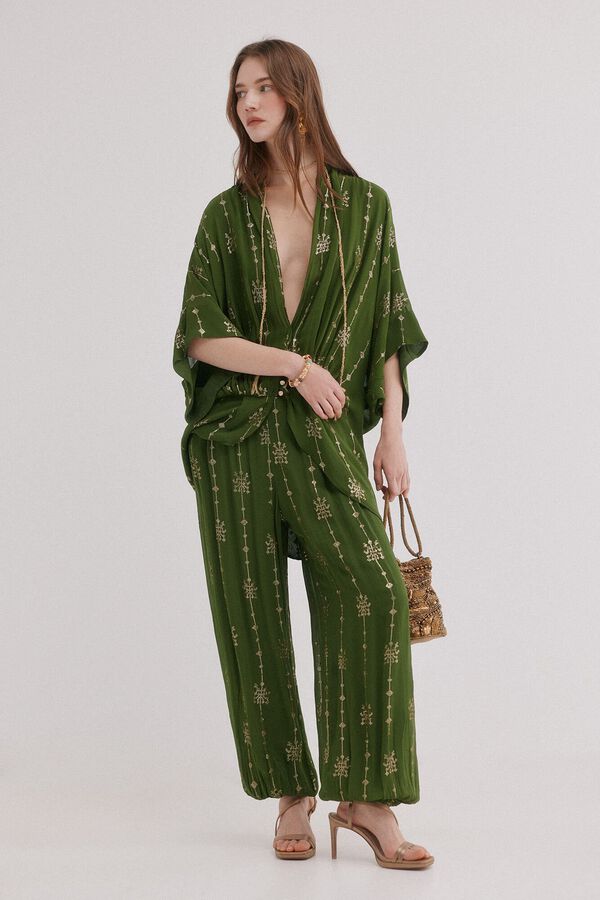 Hoss Intropia Ghana. Blusa bordada Kaki