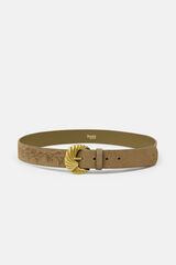 Hoss Intropia Laura. Cinto em croute com pespontos Castanho