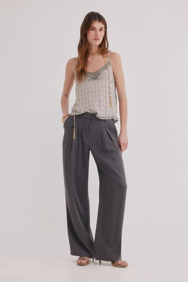Hoss Intropia Paloma. Pantal&oacute;n doble pliegue Gris