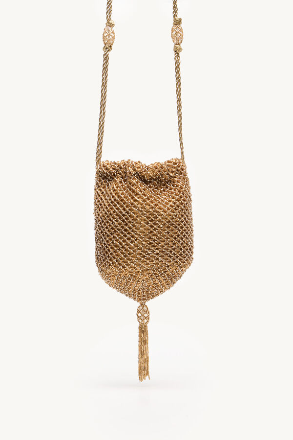 Hoss Intropia Mia. Bolsa balde com miçangas Dourado
