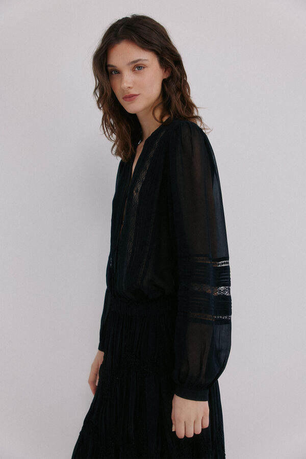 Hoss Intropia Candice. Blusa rom&acirc;ntica Preto