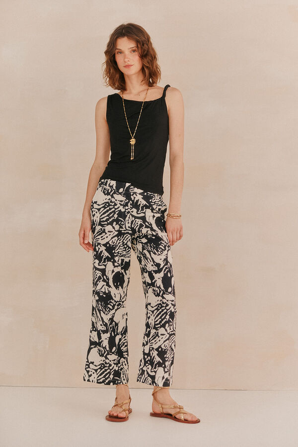 Hoss Intropia Pruden. Pantalón estampado Marfil