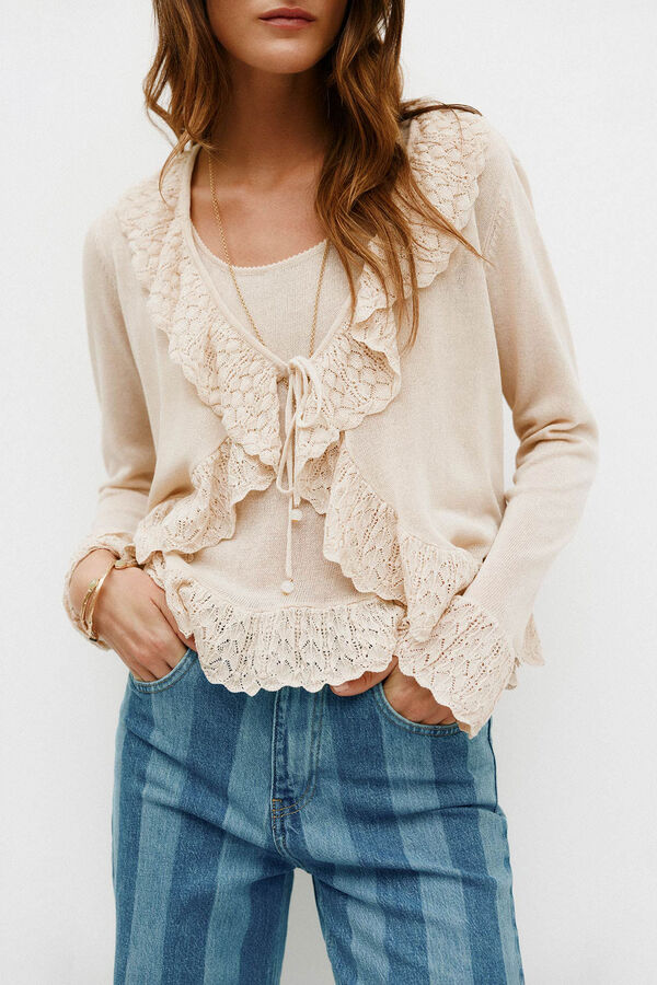 Hoss Intropia Nina. Chaqueta de tricot romántica Marfil