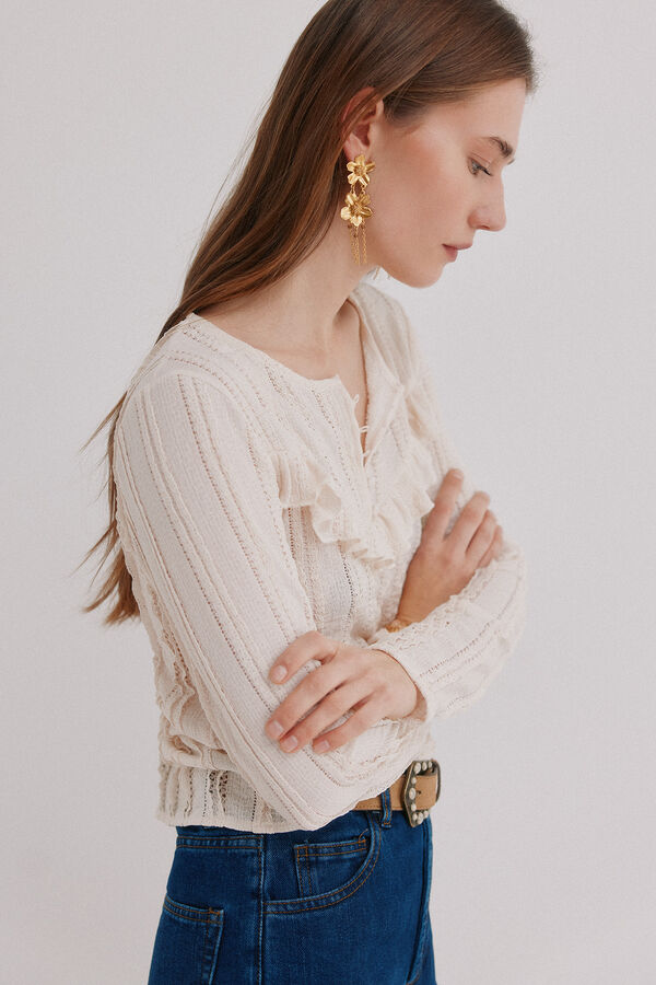 Hoss Intropia Miranda. T-shirt rom&acirc;ntica Ecru