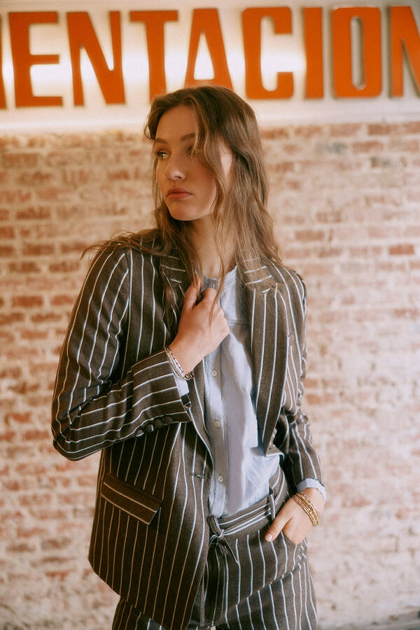 Hoss Intropia Elia. blazer &agrave;s riscas Castanho