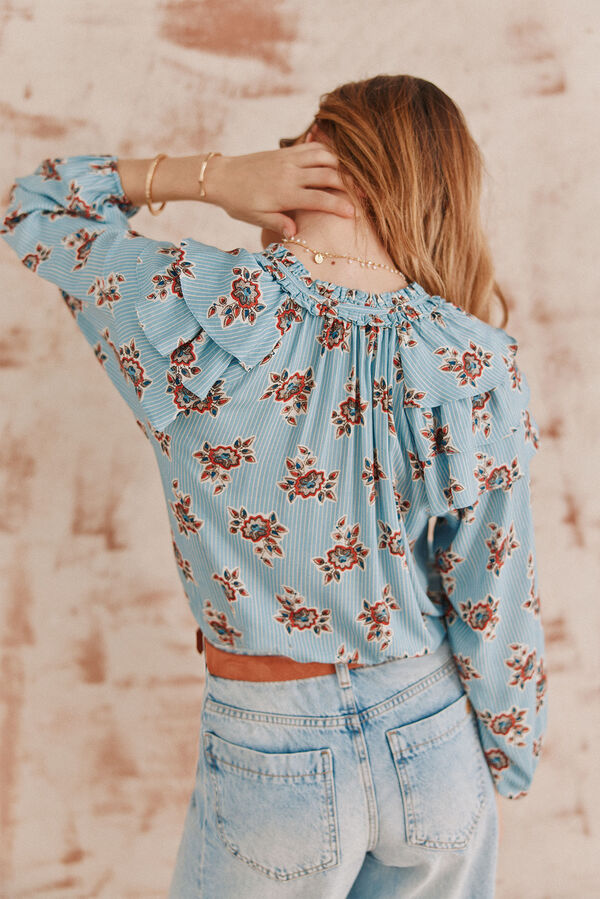 Hoss Intropia Camila. Blusa estampada Estampado Turquesa