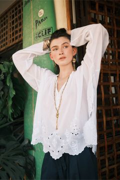 Hoss Intropia Casandra. Blusón bordado. Blanco