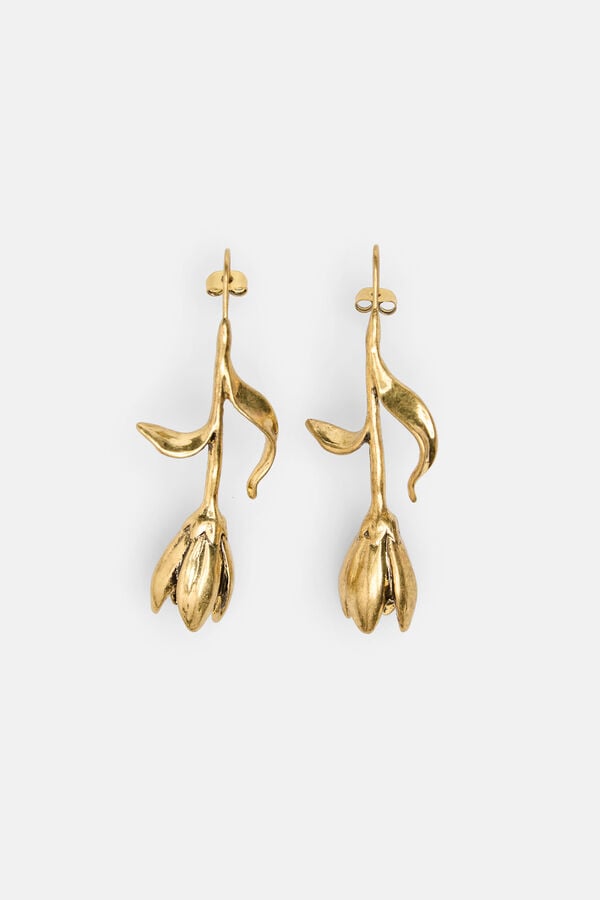Hoss Intropia Leila. Pendientes de flor ba&ntilde;ados en oro Dorado