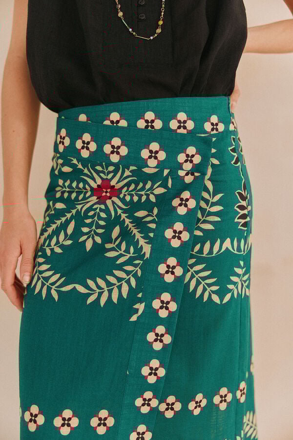 Hoss Intropia Romilda. Falda pareo Estampado Verde