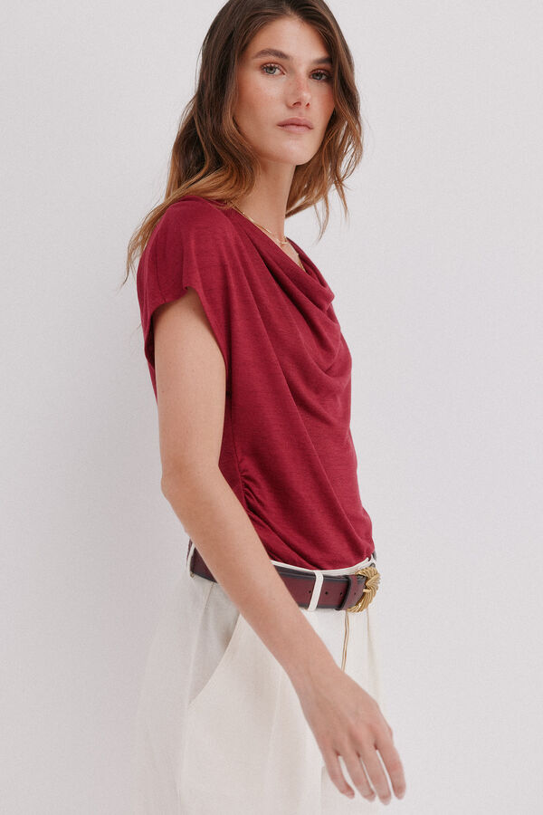 Hoss Intropia Mia. Camiseta drapeada Coral