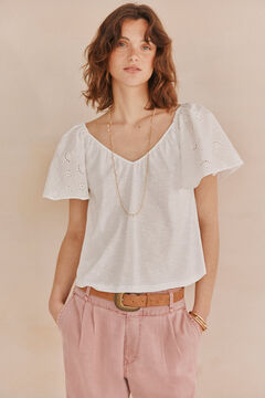 Hoss Intropia Matilde. T-shirt folhos Branco