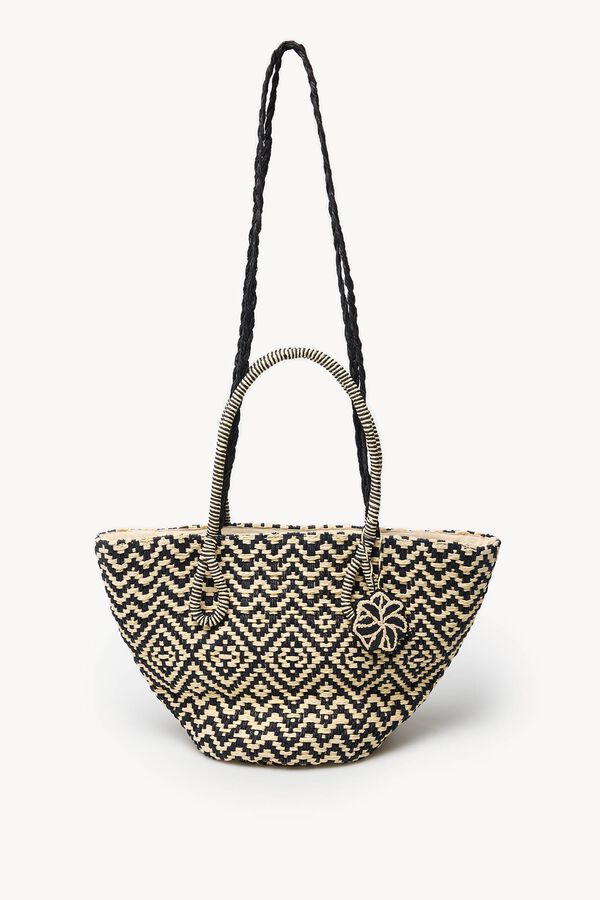 Hoss Intropia Nidia. Capazo de raffia Negro