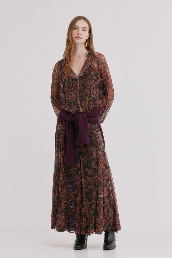Hoss Intropia Cersei.Blusa fluida estampada Castanho