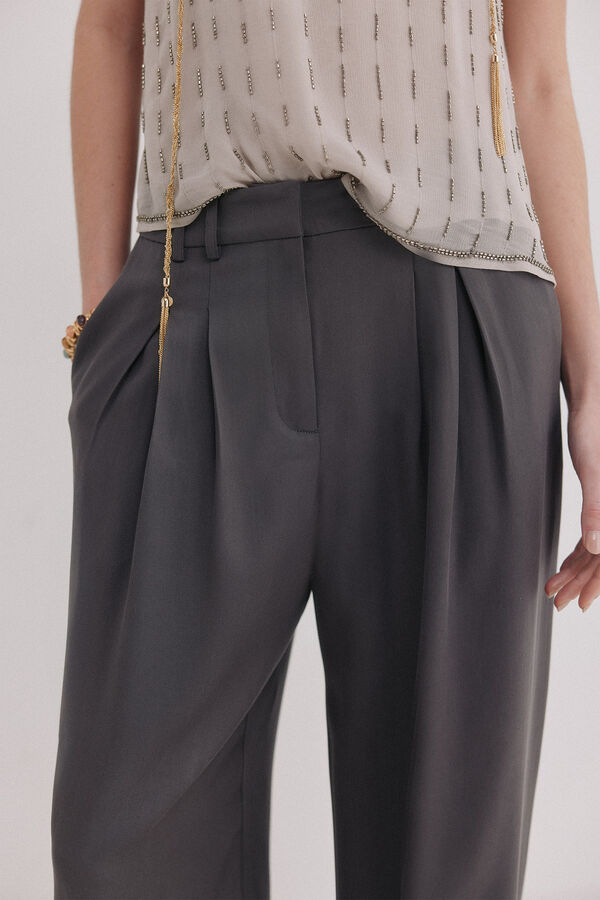 Hoss Intropia Paloma. Pantal&oacute;n doble pliegue Gris