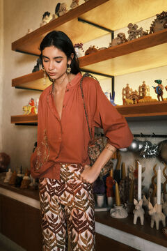 Hoss Intropia Lara. Blusa bordada cuentas Marron