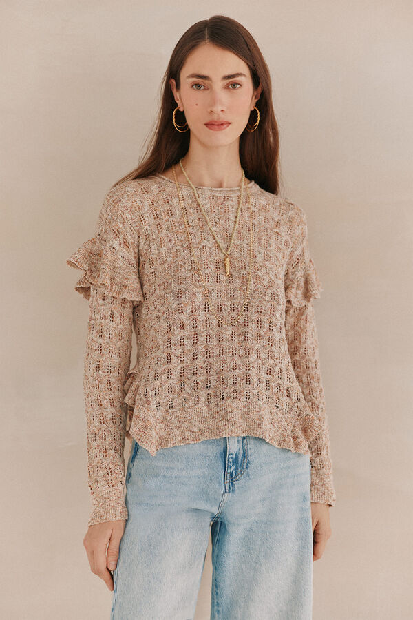 Hoss Intropia Sandra. Sweater malha rendilhada Ecru