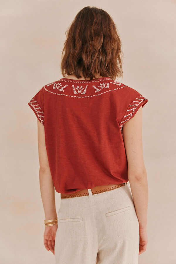 Hoss Intropia Mabel. T-shirt bordada Vermelho