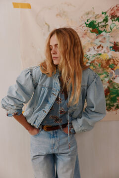 Hoss Intropia Blanca. Jaqueta bomber denim Azul