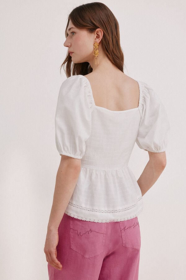 Hoss Intropia Gaia. Blusa peplum rom&acirc;ntica Ecru