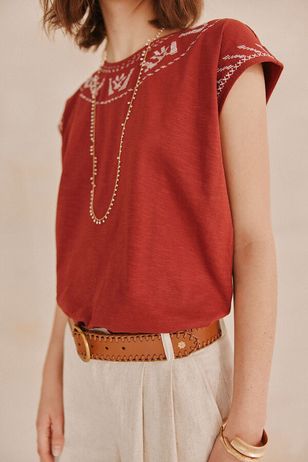 Hoss Intropia Mabel. T-shirt bordada Vermelho